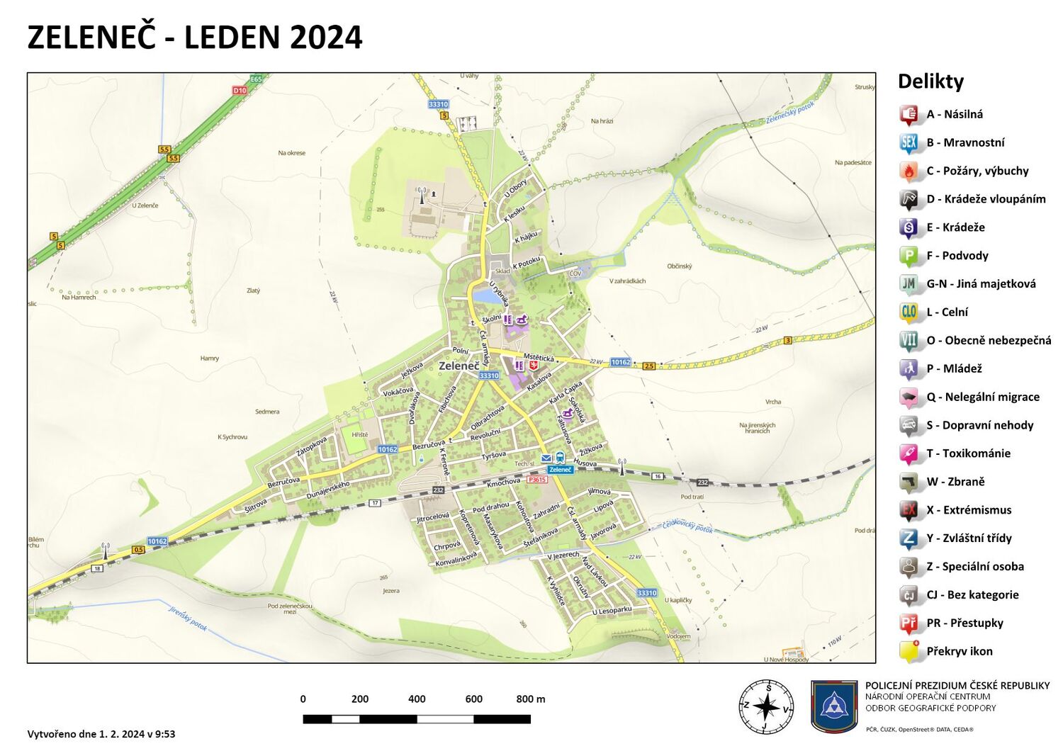 Mapa kriminality - leden 2024